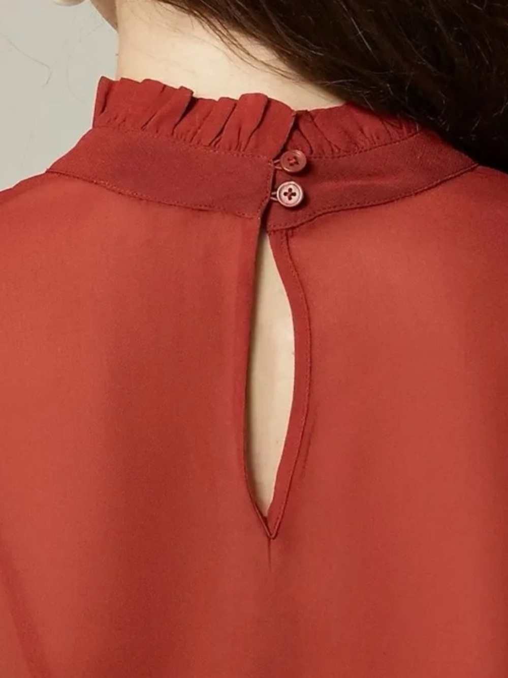 J CREW Ruffleneck top in chiffon red - Picture 4 of 5
